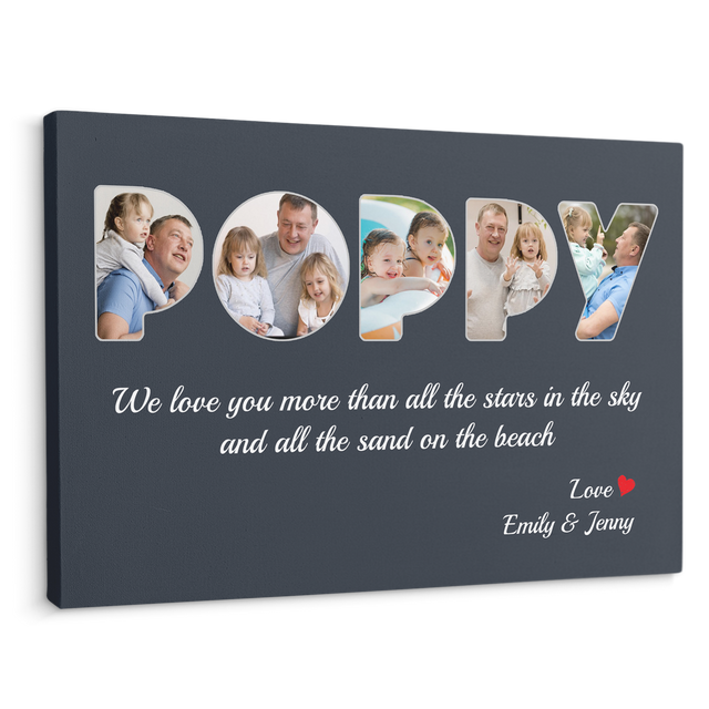 Poppy Custom Photo - Customizable Name And Text Canvas Wall Art