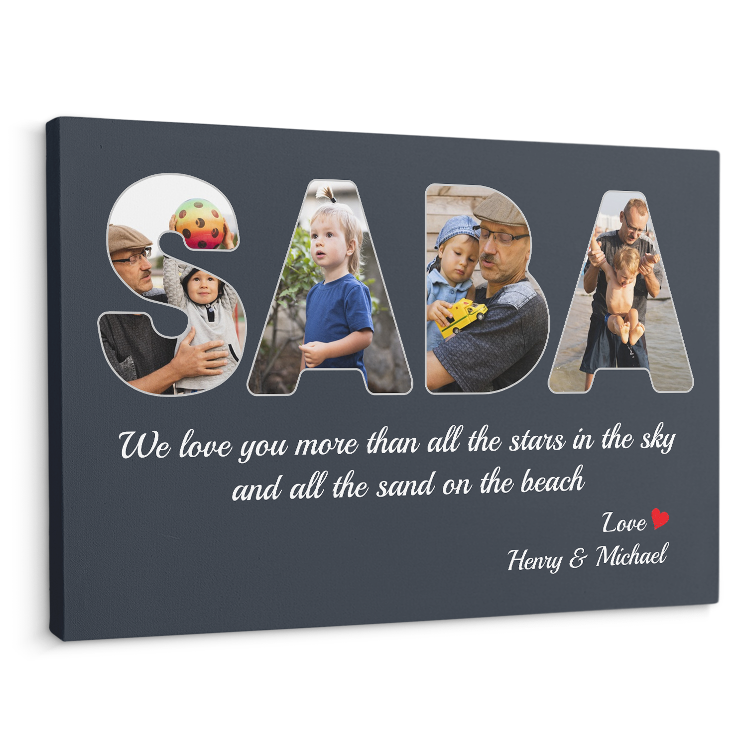 Saba Custom Photo - Customizable Name And Text Canvas Wall Art