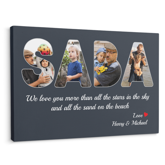 Saba Custom Photo - Customizable Name And Text Canvas Wall Art