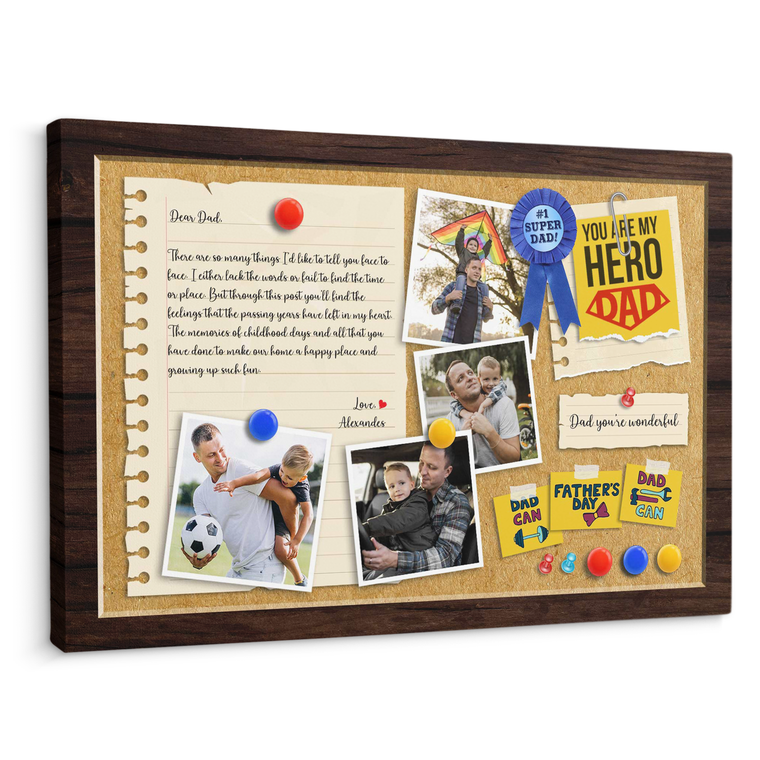 Super Dad, Custom Photo Customizable Name Canvas Wall Art