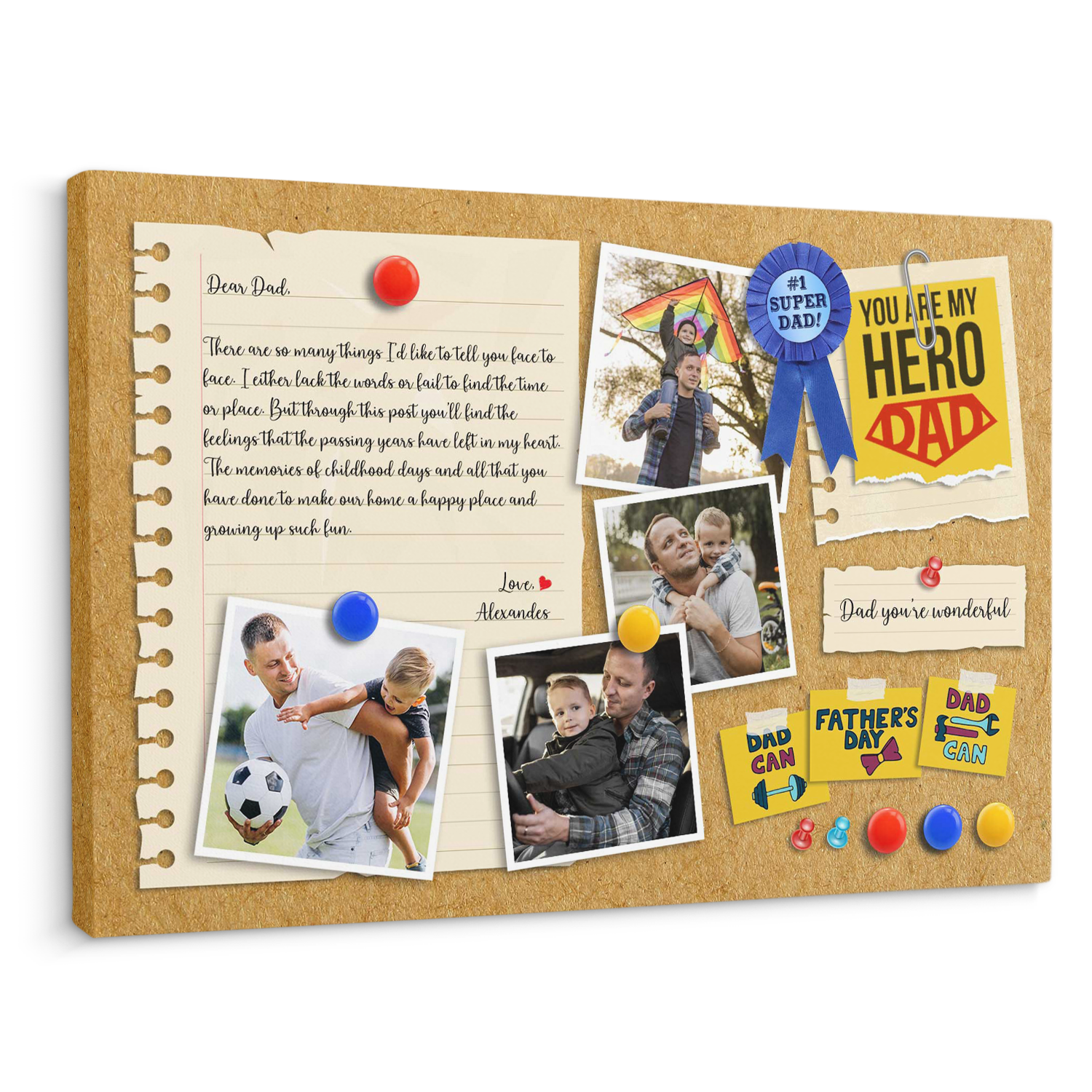 Super Dad, Custom Photo Customizable Name Canvas Wall Art