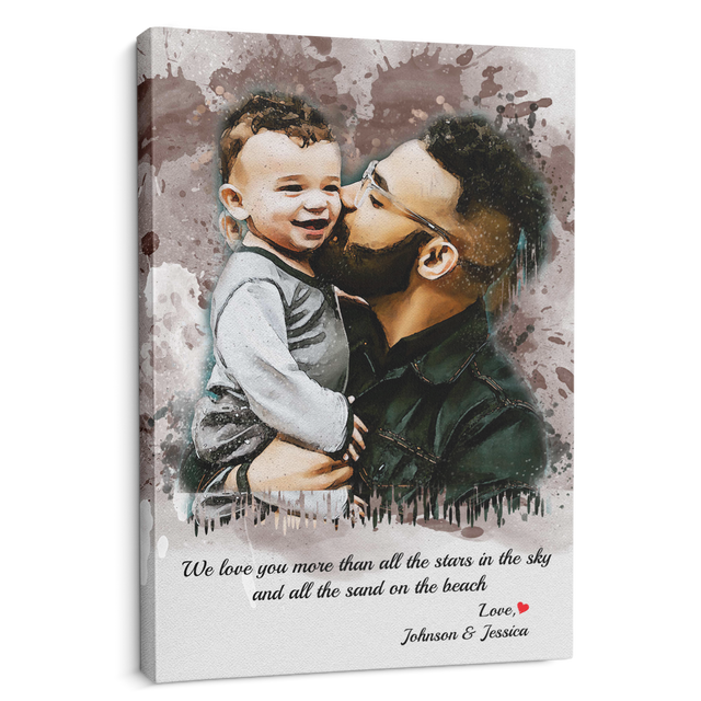 Custom Portrait From Photo, Watercolor Painting Canvas Wall Art