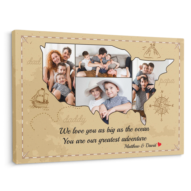 Family Custom Photo On USA Map - Customizable Canvas