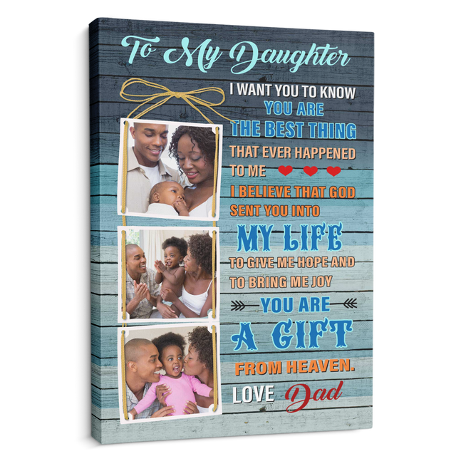 Custom Photo, Customizable Text Canvas Art Print, Gift For Daughter