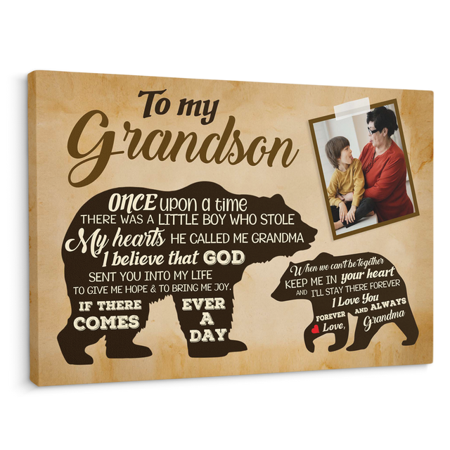 Custom Photo Canvas Wall Art, Gift For Grandson