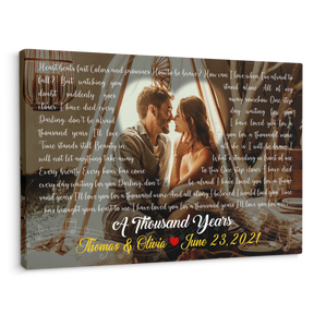 Custom Song Lyrics, Upload Photo, Customizable Song Name And Text Canvas Wall Art