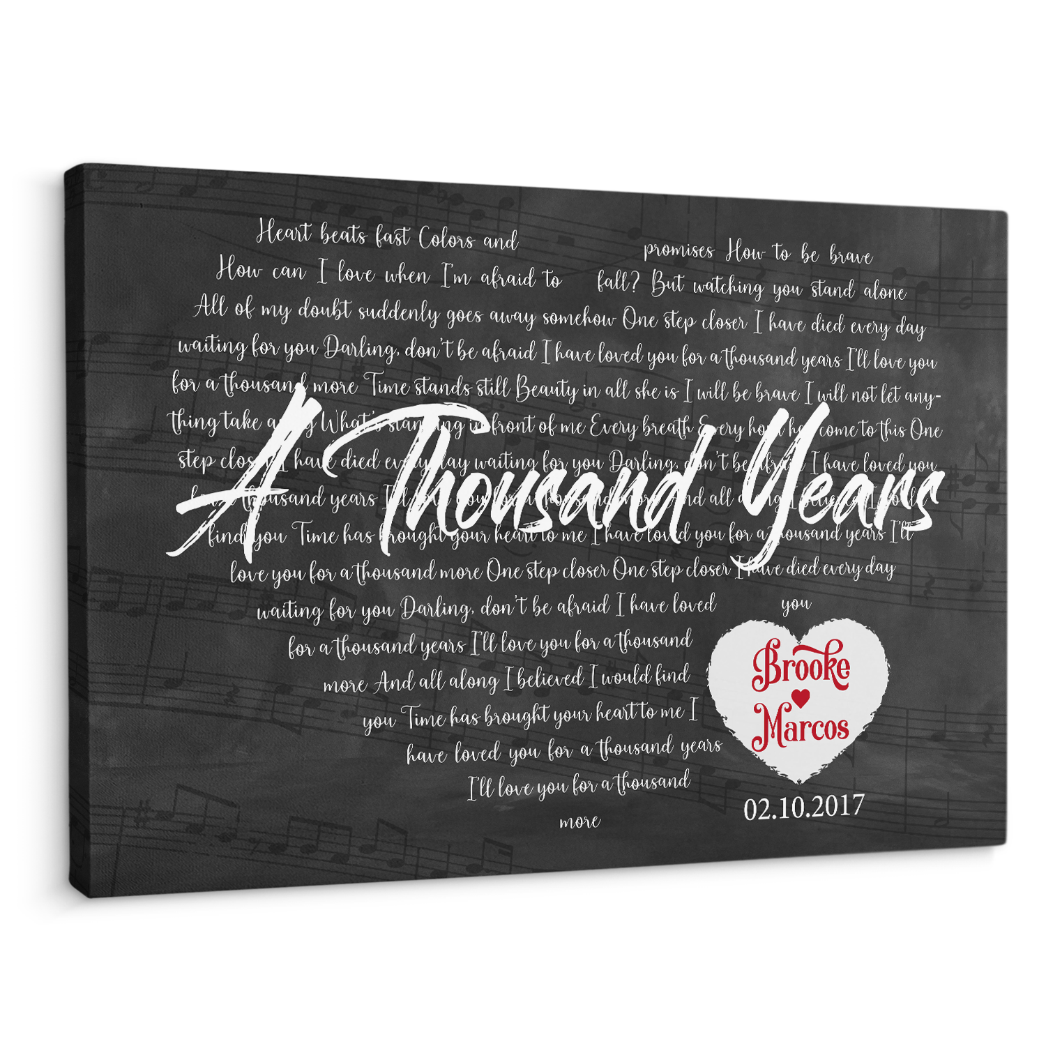 Custom Song Lyrics Heart Art, Custom Name And Song Name, Canvas Wall Art