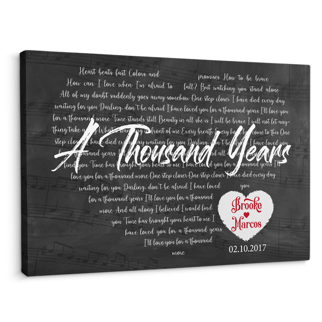 Custom Song Lyrics Heart Art, Custom Name And Song Name, Canvas Wall Art