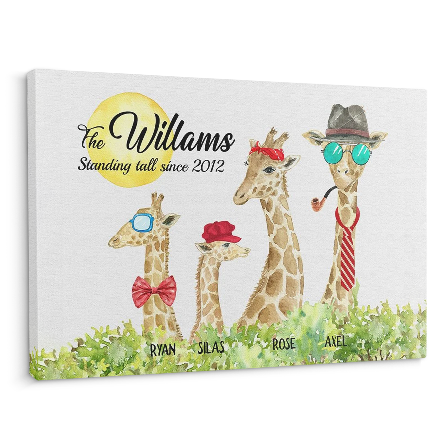 Giraffe Family Member Customizable Canvas