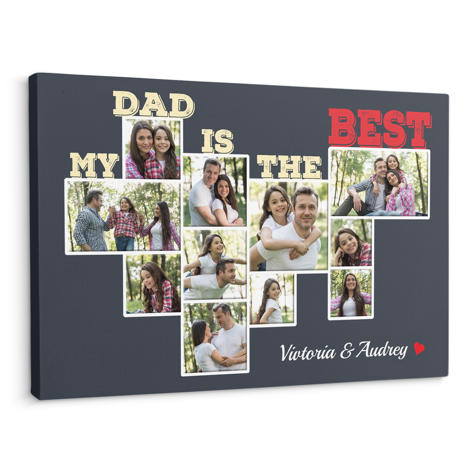 My Dad is the Best Custom Photo - Customizable Navy Vintage Background Canvas