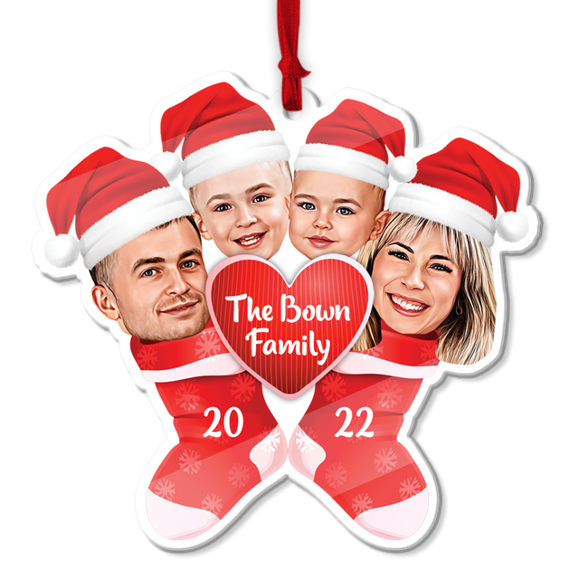 Custom Face From Photo, Stocking Christmas Shape Ornament 2 Sides