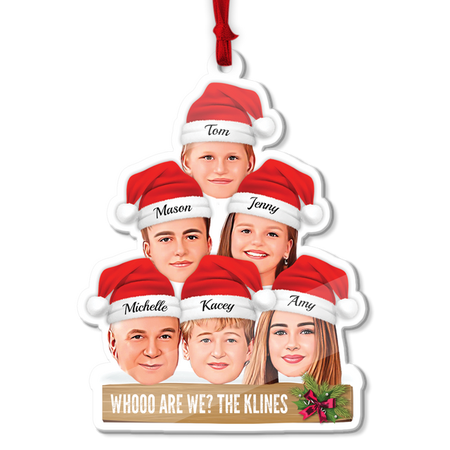 Custom Face From Photo, Christmas Hat, Shape Ornament 2 Sides