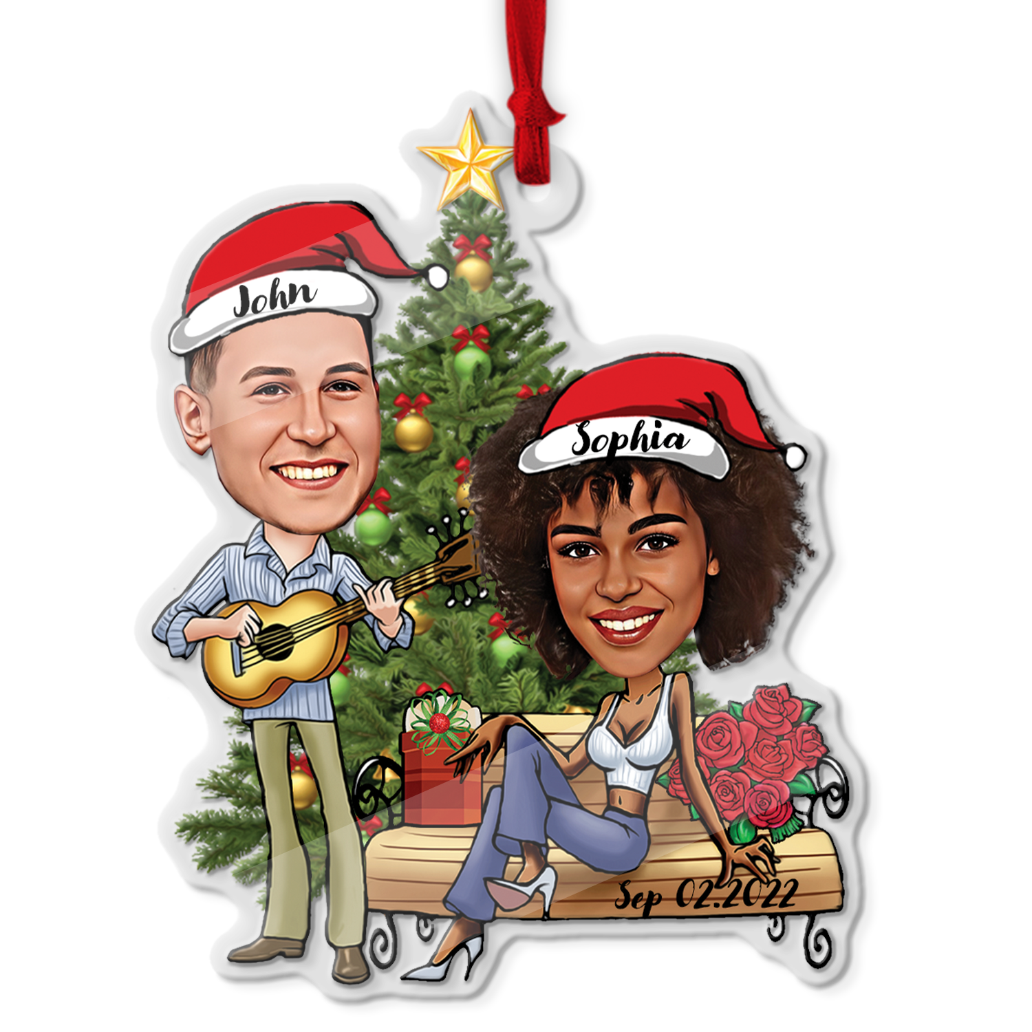 Custom Face From Photo, Gift For Couple, Shape Ornament 2 Sides