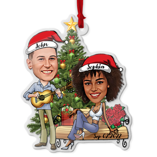Custom Face From Photo, Gift For Couple, Shape Ornament 2 Sides