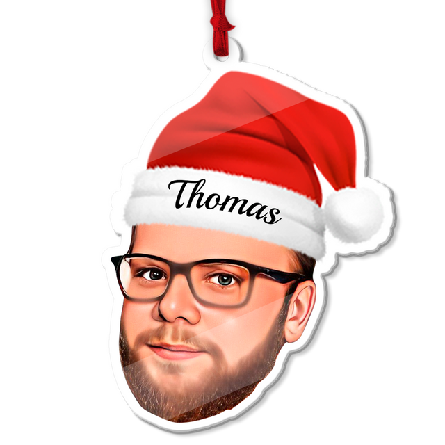 Custom Face From Photo With Christmas Hat, Shape Ornament 2 Sides