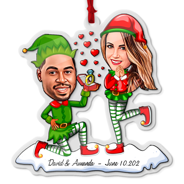Custom Face From Photo, Gift For Couple, Christmas Marry Me, Shape Ornament 2 Sides