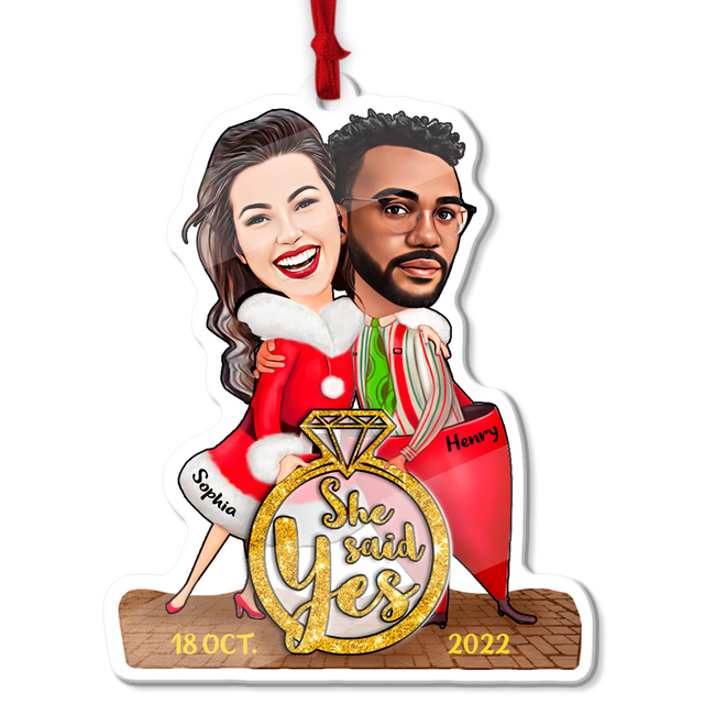 Custom Face From Photo, Gift For Couple, Christmas Ring, Shape Ornament 2 Sides