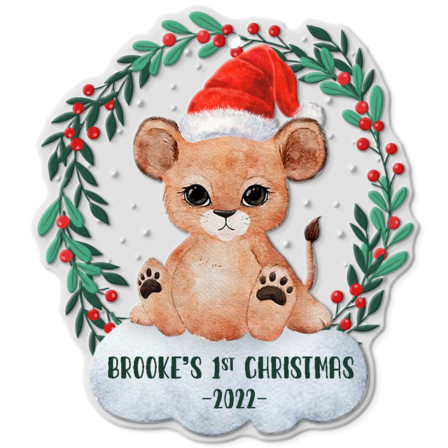 Personalized Name And Text, Ornament For Baby, Baby's First Christmas, Christmas Baby Tiger, Christmas Shape Ornament 2 Sides