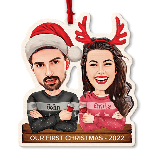 Face From Photo, Gift For Couple, Merry Christmas, Shape Ornament 2 Sides
