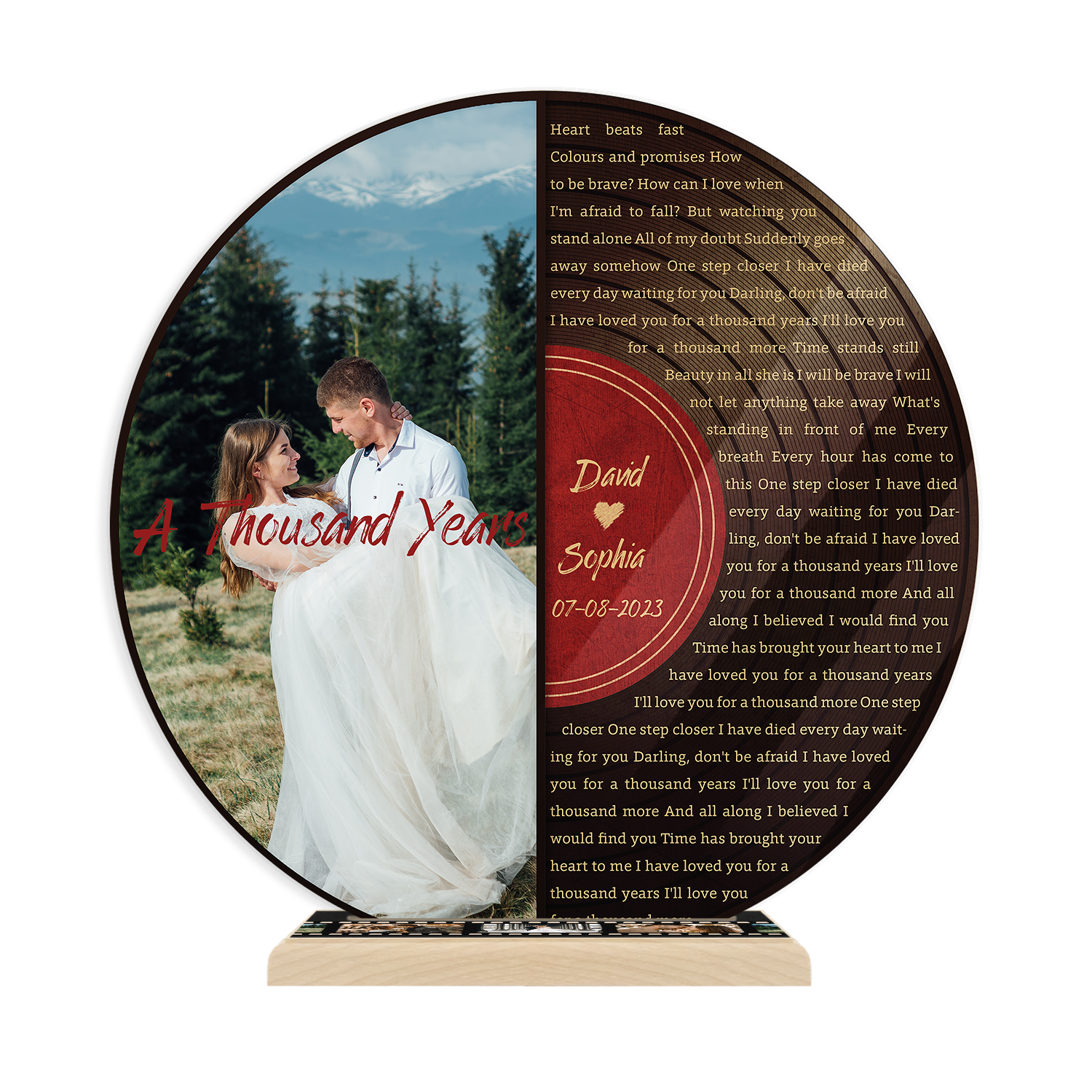 Custom Song Lyrics, Half Vinyl Record, Upload Photo, Customizable Song Name And Text Acrylic Record