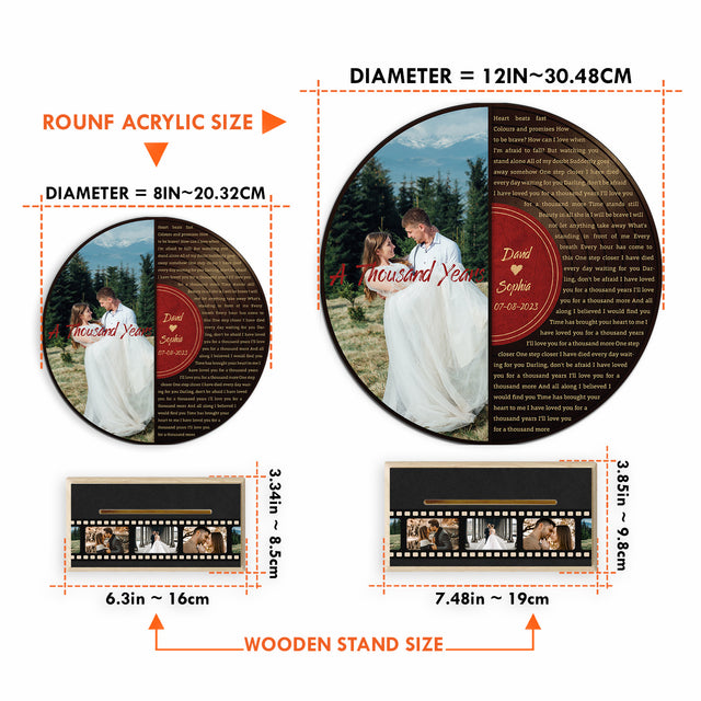 Custom Song Lyrics, Half Vinyl Record, Upload Photo, Customizable Song Name And Text Acrylic Record