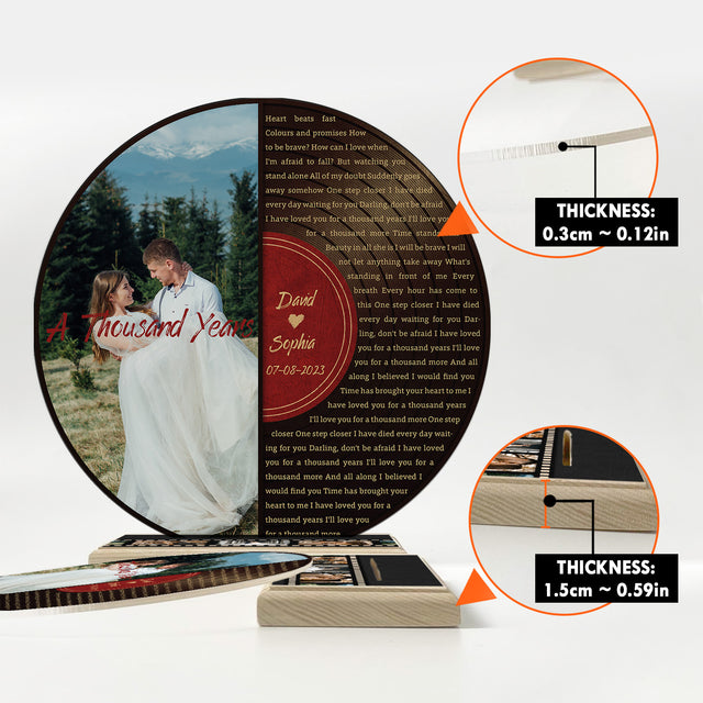 Custom Song Lyrics, Half Vinyl Record, Upload Photo, Customizable Song Name And Text Acrylic Record