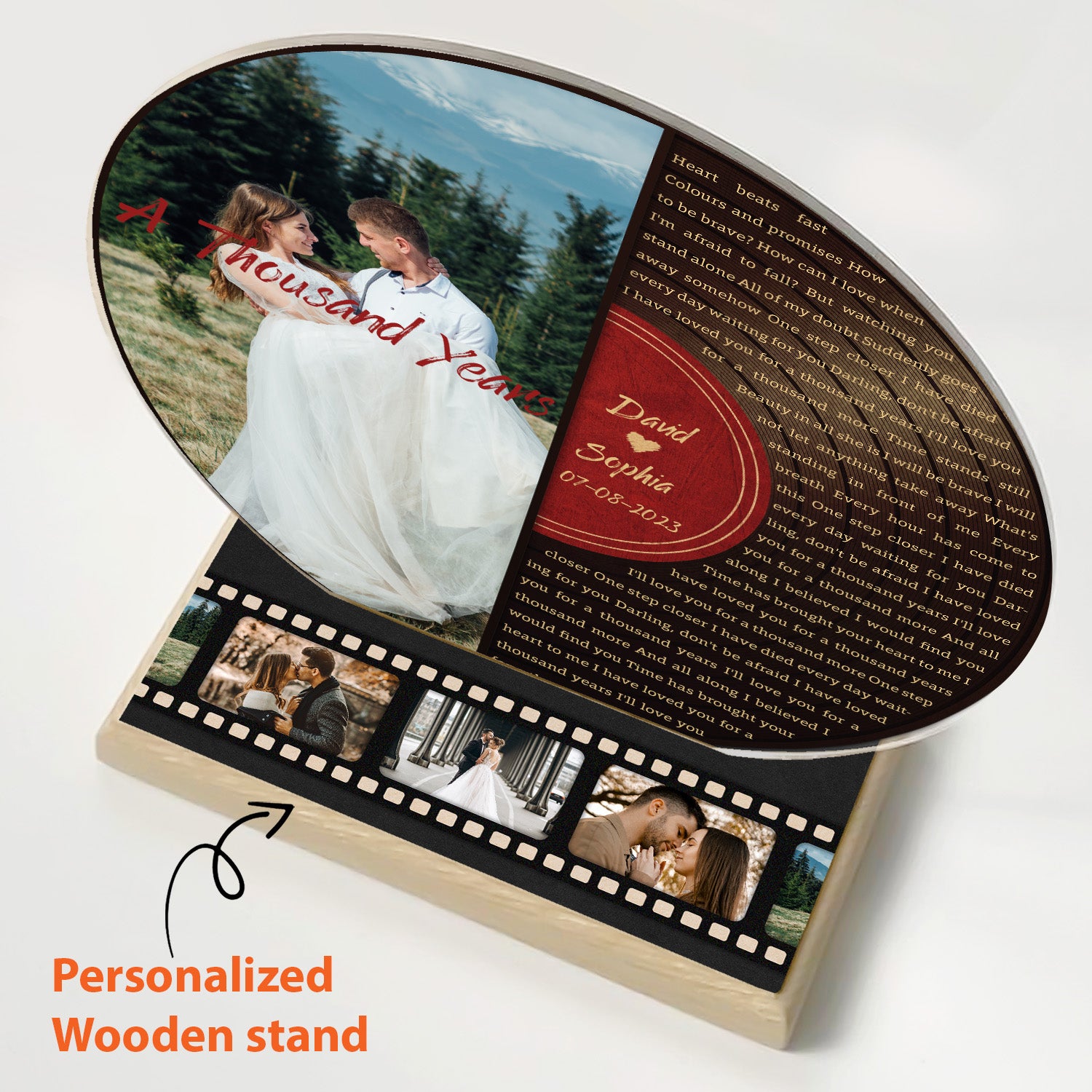 Custom Song Lyrics, Half Vinyl Record, Upload Photo, Customizable Song Name And Text Acrylic Record