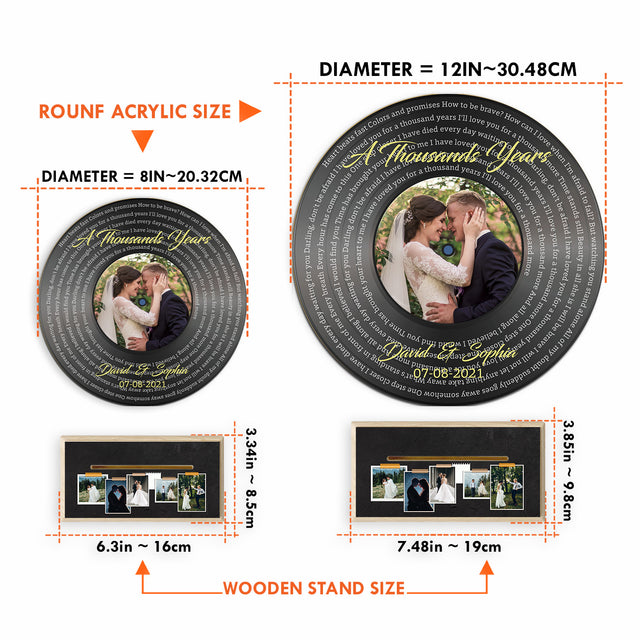 Custom Song Lyrics & Photo, Vinyl Record Style, Acrylic Record