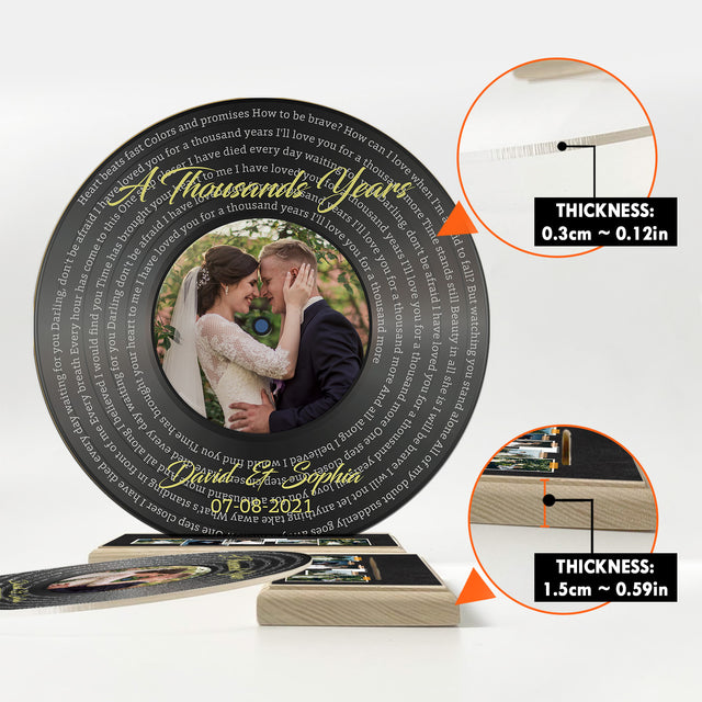 Custom Song Lyrics & Photo, Vinyl Record Style, Acrylic Record