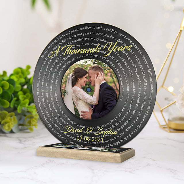 Custom Song Lyrics & Photo, Vinyl Record Style, Acrylic Record