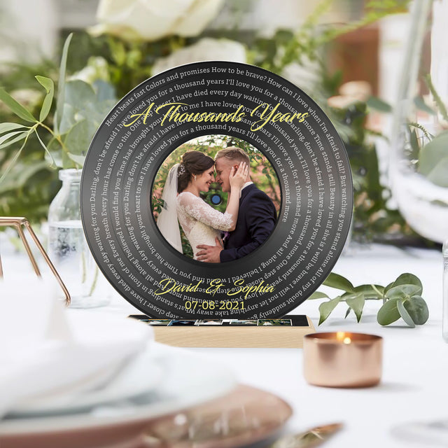 Custom Song Lyrics & Photo, Vinyl Record Style, Acrylic Record