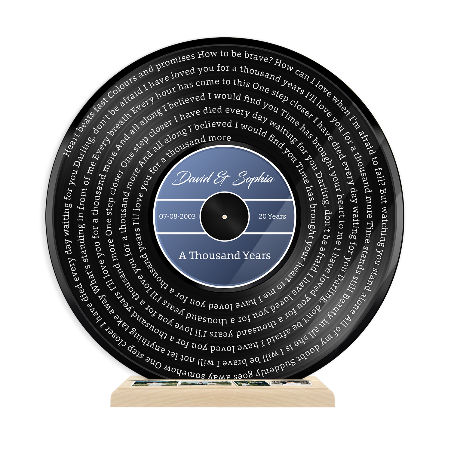 Custom Song Lyrics & Upload Photo, Black Vinyl Record Style, Acrylic Record