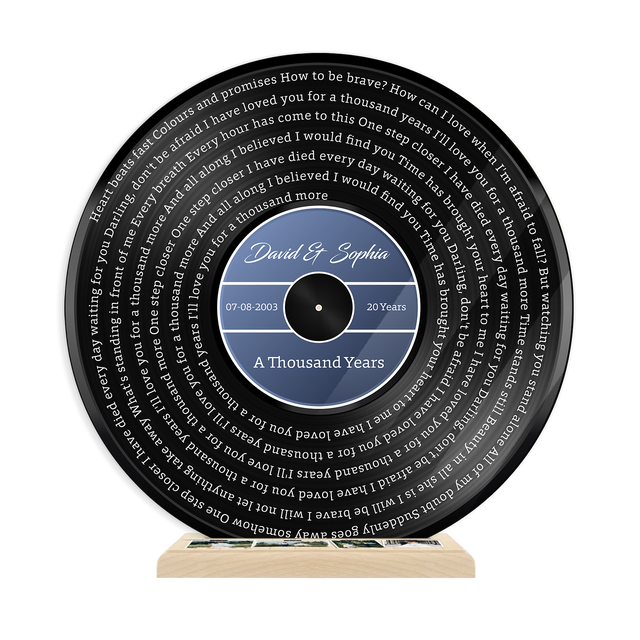 Custom Song Lyrics & Upload Photo, Black Vinyl Record Style, Acrylic Record