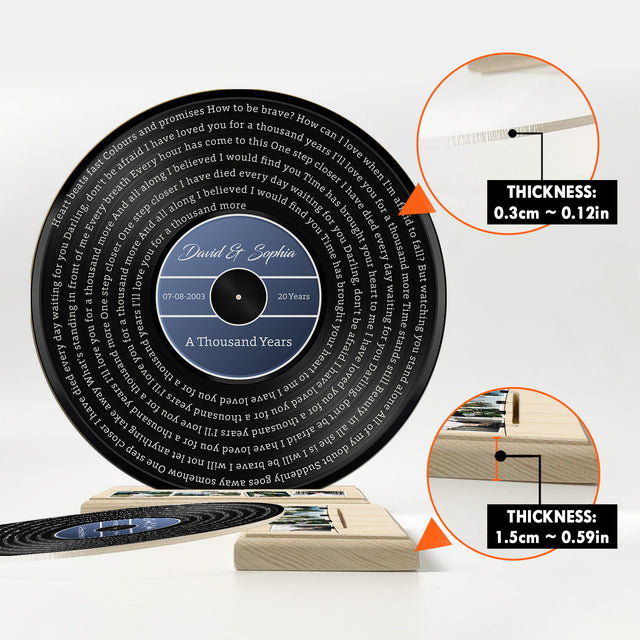 Custom Song Lyrics & Upload Photo, Black Vinyl Record Style, Acrylic Record