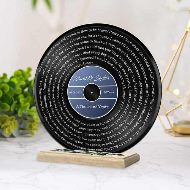 Custom Song Lyrics & Upload Photo, Black Vinyl Record Style, Acrylic Record