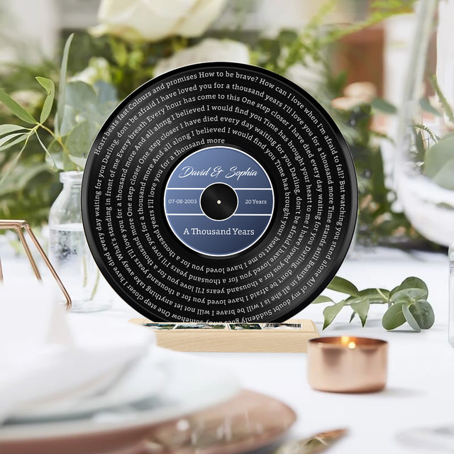 Custom Song Lyrics & Upload Photo, Black Vinyl Record Style, Acrylic Record