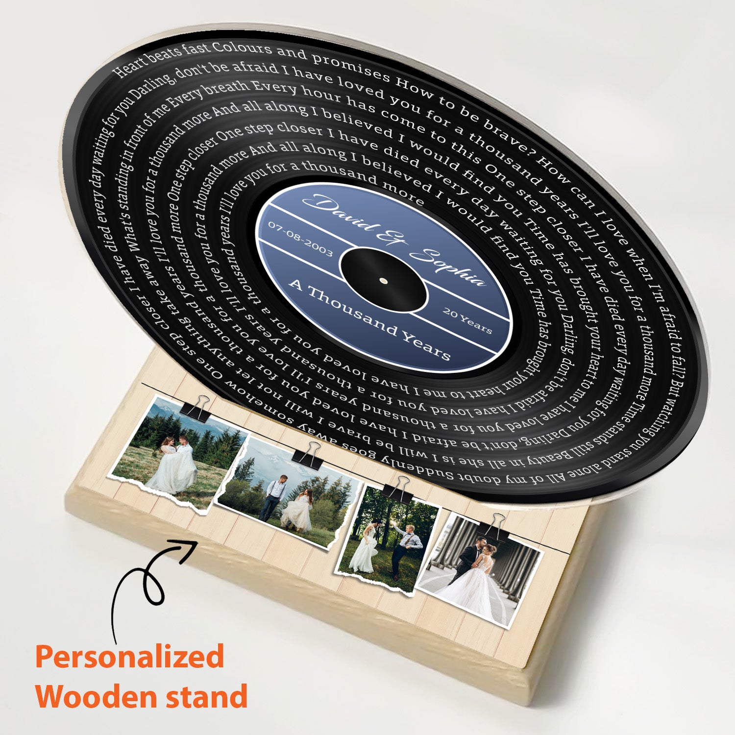 Custom Song Lyrics & Upload Photo, Black Vinyl Record Style, Acrylic Record