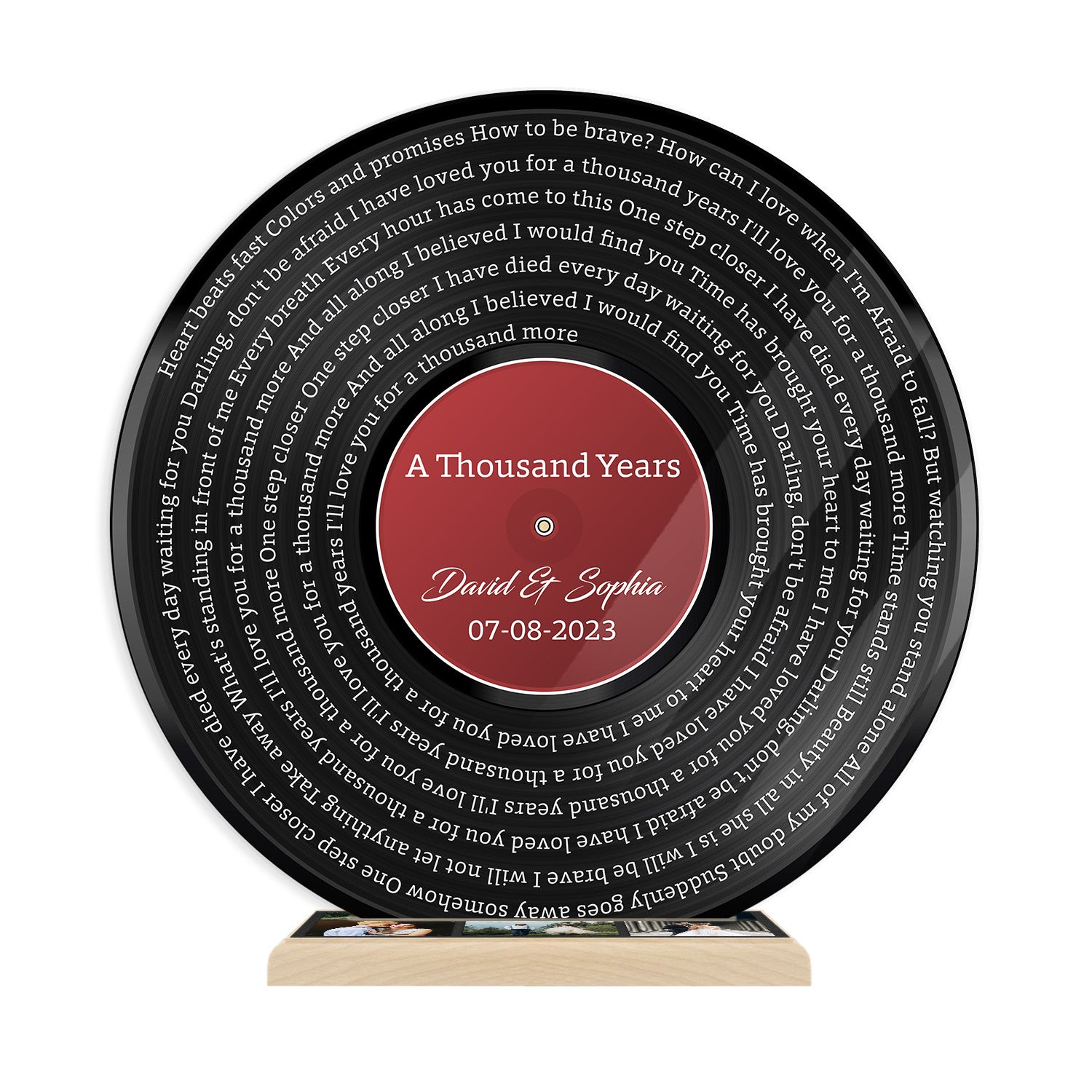 Custom Song Lyrics, Red Vinyl Record, Upload Photo, Customizable Song Name And Text Acrylic Record
