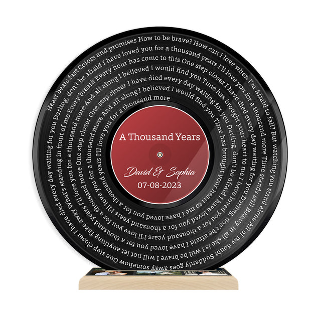 Custom Song Lyrics, Red Vinyl Record, Upload Photo, Customizable Song Name And Text Acrylic Record