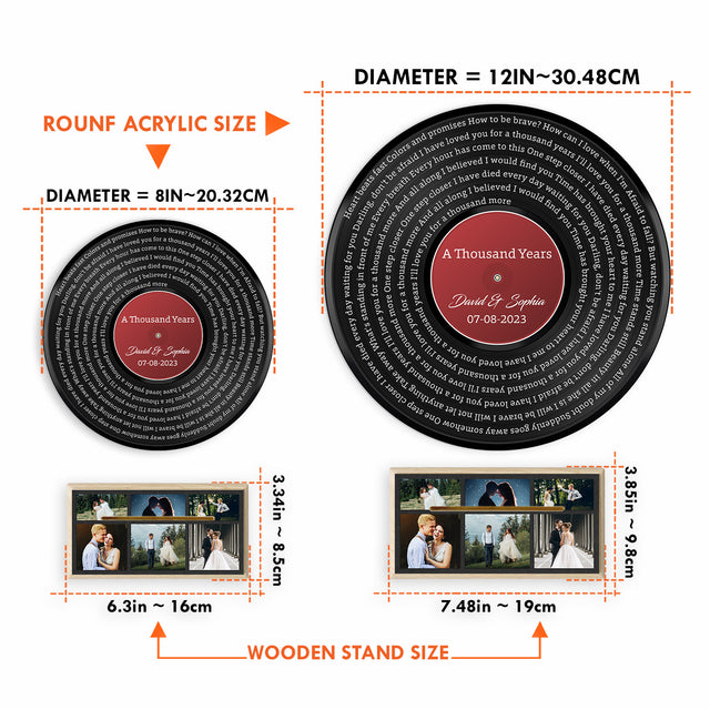 Custom Song Lyrics, Red Vinyl Record, Upload Photo, Customizable Song Name And Text Acrylic Record
