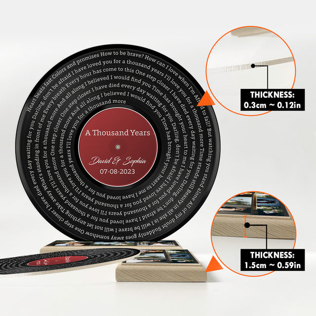 Custom Song Lyrics, Red Vinyl Record, Upload Photo, Customizable Song Name And Text Acrylic Record