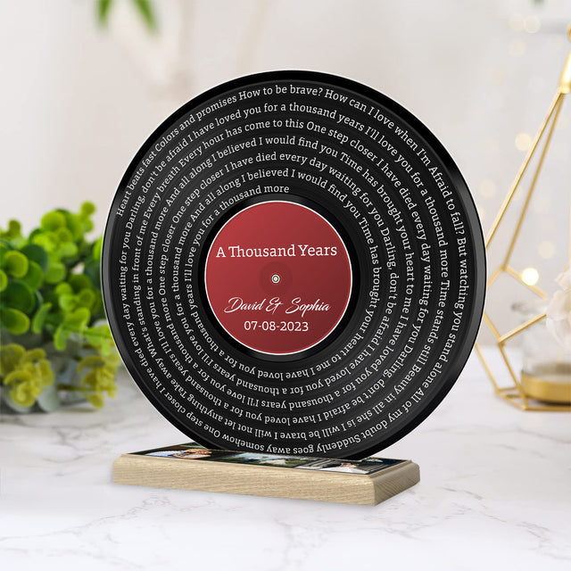 Custom Song Lyrics, Red Vinyl Record, Upload Photo, Customizable Song Name And Text Acrylic Record