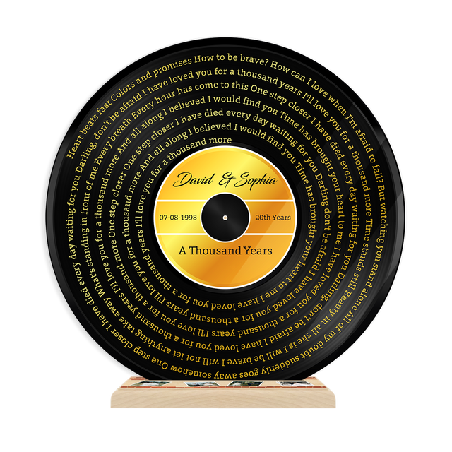 Custom Song Lyrics & Upload Photo, Gold Style, Acrylic Record