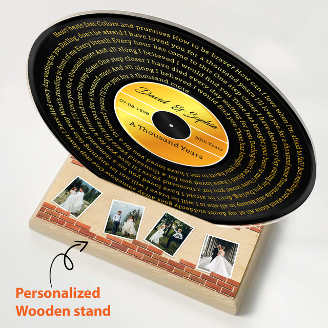 Custom Song Lyrics & Upload Photo, Gold Style, Acrylic Record