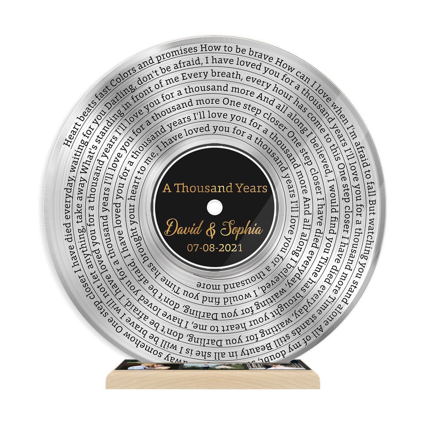 Custom Song Lyrics & Upload Photo, Silver Black Style, Acrylic Record