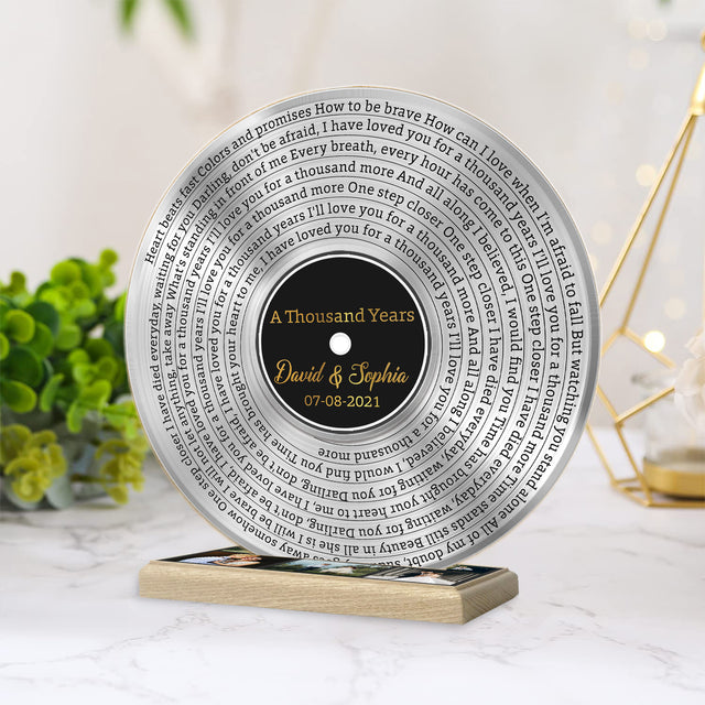 Custom Song Lyrics & Upload Photo, Silver Black Style, Acrylic Record