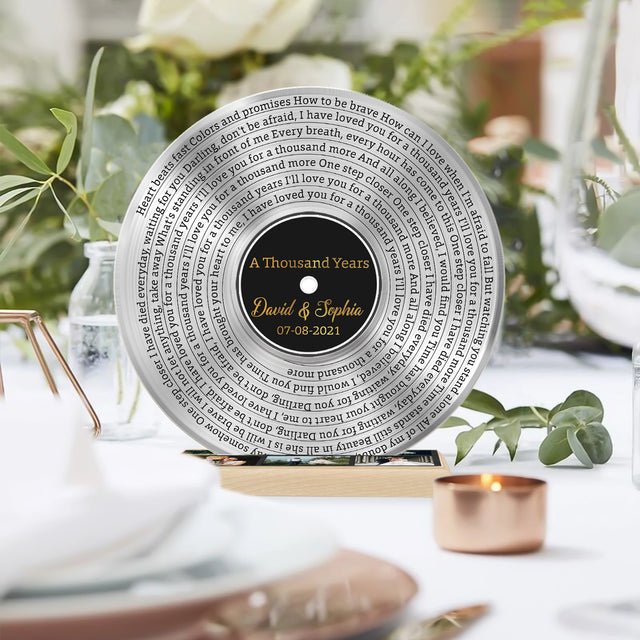 Custom Song Lyrics & Upload Photo, Silver Black Style, Acrylic Record
