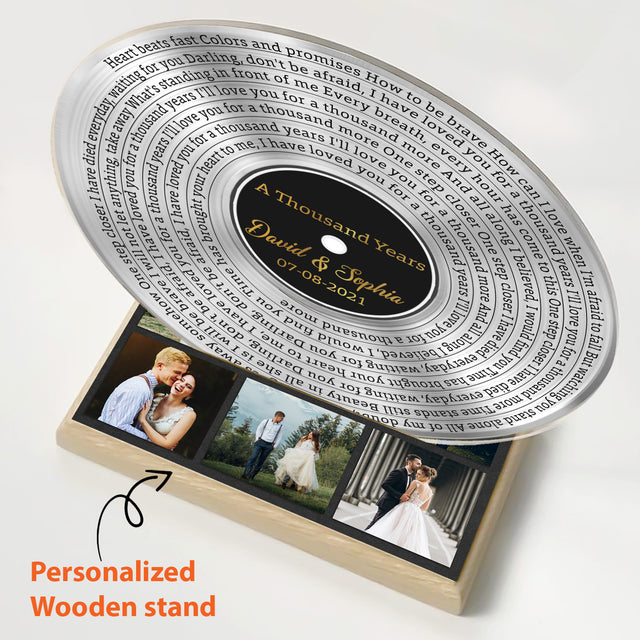 Custom Song Lyrics & Upload Photo, Silver Black Style, Acrylic Record