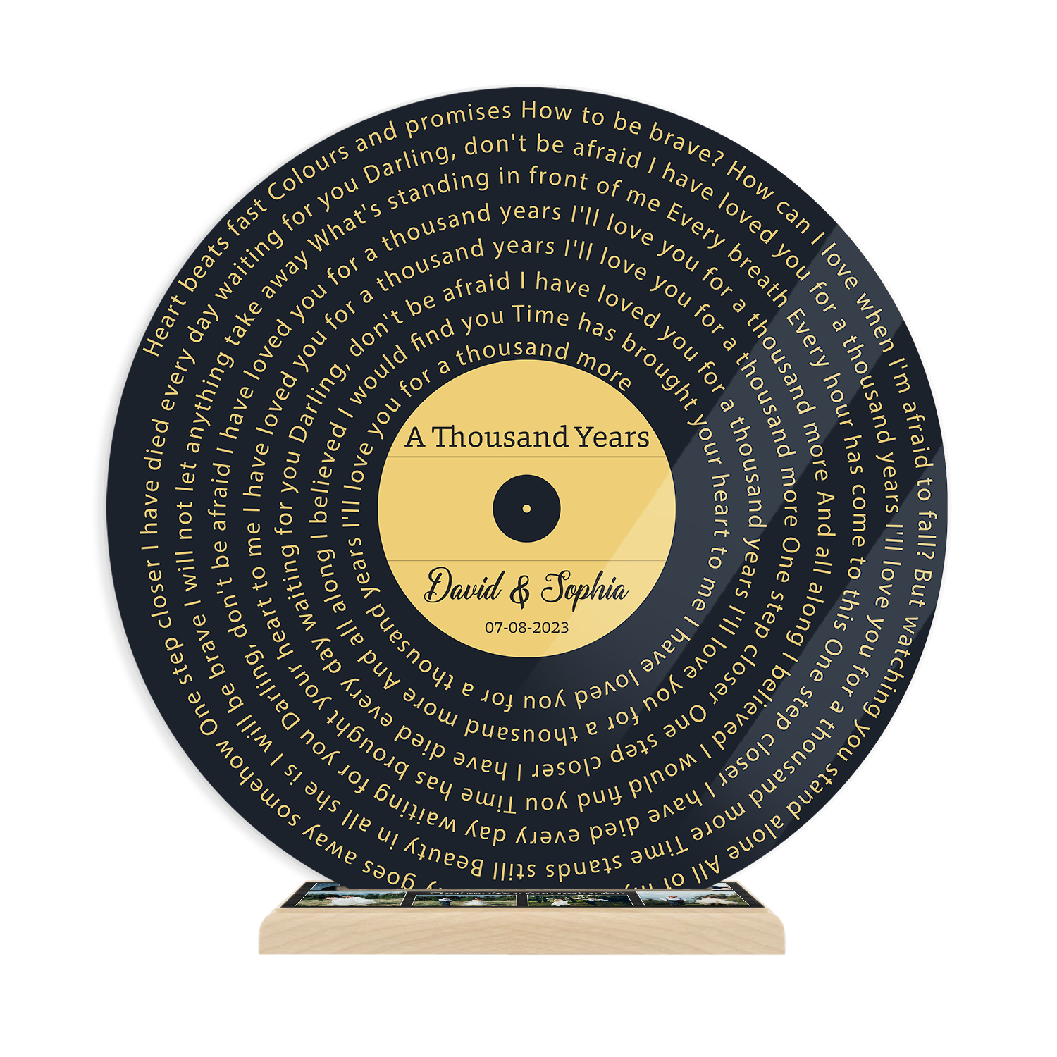 Custom Song Lyrics & Upload Photo, Yellow Style, Acrylic Record
