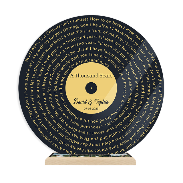 Custom Song Lyrics & Upload Photo, Yellow Style, Acrylic Record